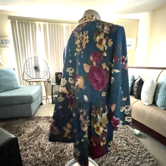 Sew in Love Women's Blue Floral Babydoll Whimsical Fairy 3/4 Sleeve Top XL Work - Picture 9 of 14